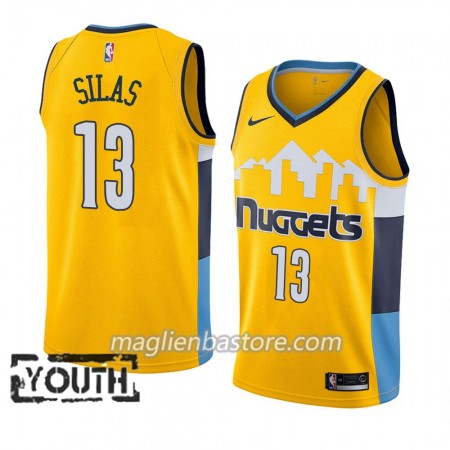 Maglia NBA Denver Nuggets Xavier Silas 13 2018-2019 Nike Giallo Swingman - Bambino